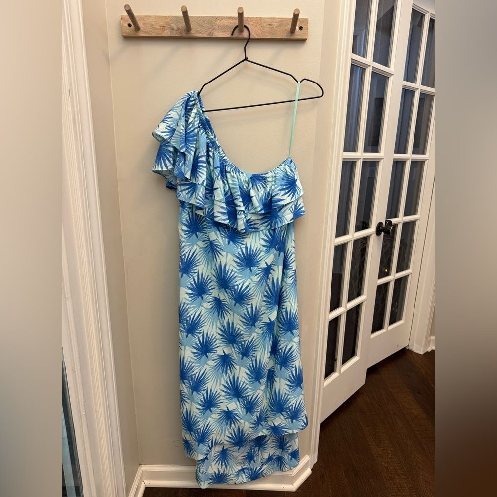 Vineyard Vines Electric Palm One Shoulder High-Low Maxi Dress 6 - Picture 5 of 9